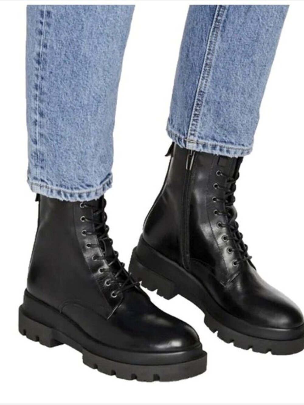 La Canadienne Brendan Black Leather Combat Boots Women EU 39 / US 9